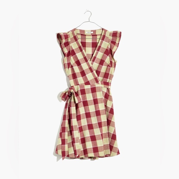 Madewell Gingham Ruffled Wrap Mini Dress - Picture 11 of 11
